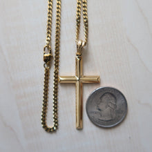 Load image into Gallery viewer, ADORATO JEWELRY- 14K Gold cross for Men Women Boys Fathers Husband perfect gift with 3mm cuban link chain