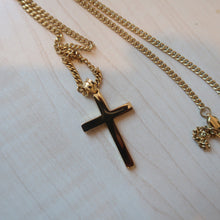 Load image into Gallery viewer, ADORATO JEWELRY- 14K Gold  Flat cross for Men Boys Fathers Husband perfect gift with 3mm cuban link chain