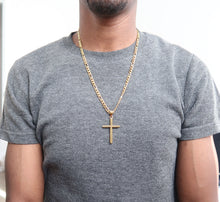 Load image into Gallery viewer, ADORATO JEWELRY- 14K Gold Cross for Men Women Boys Fathers Husband  Wife Perfect gift with 5mm cuban link chain