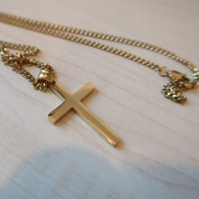 Load image into Gallery viewer, ADORATO JEWELRY- 24K Gold Flat cross for Men Boys Fathers Husband perfect gift with 3mm cuban link chain