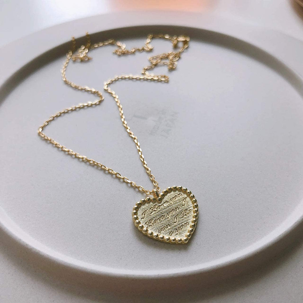 Engraved Heart Necklace Gift for Girlfriend Wife, Sister