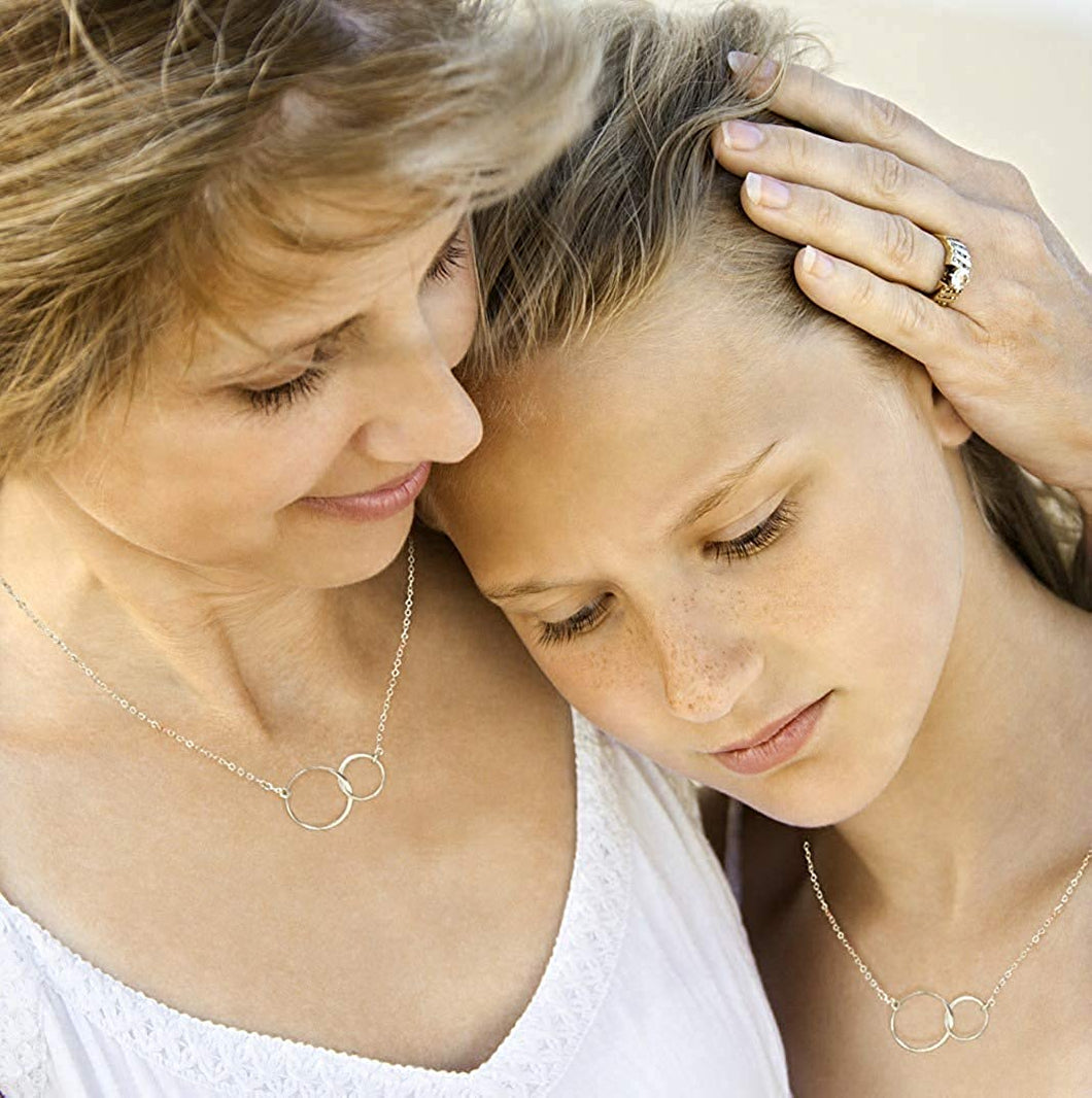 Mother Daughter Sterling Silver Necklace