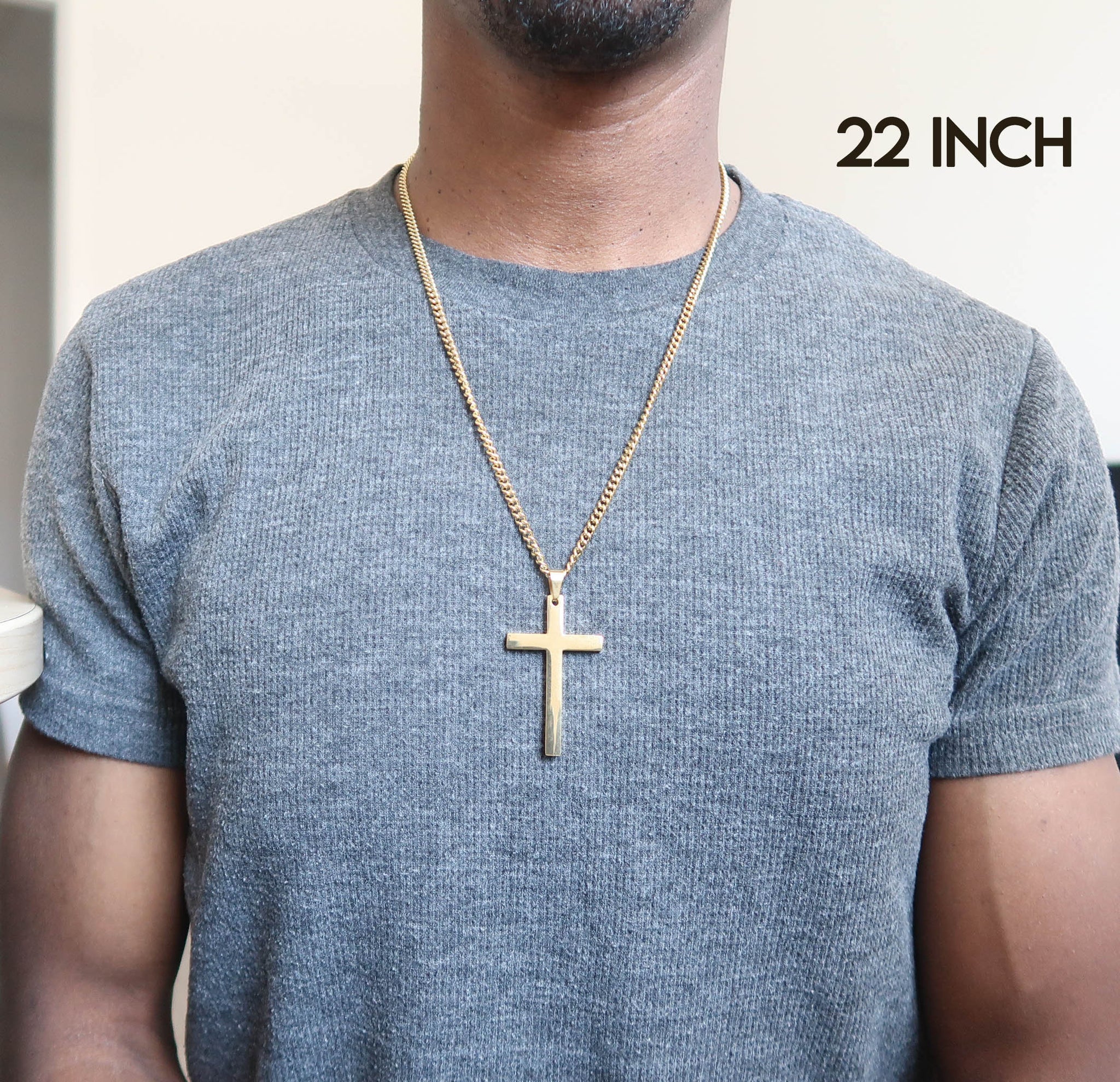 24 inch Mens 14k Yellow Gold Cross Necklace | Shane Co.