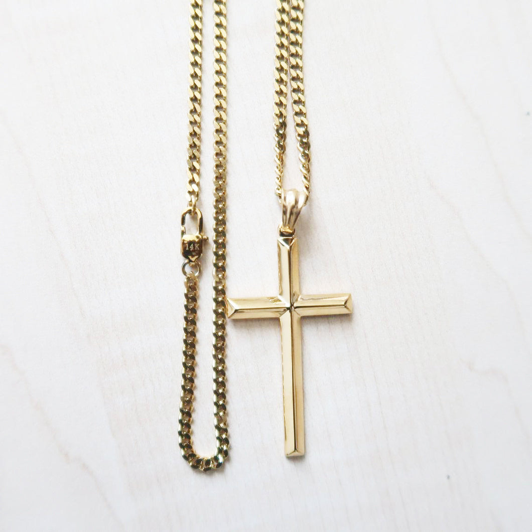 ADORATO JEWELRY- 18K Gold cross for men women Boys Fathers Husband perfect gift with 3mm cuban link chain