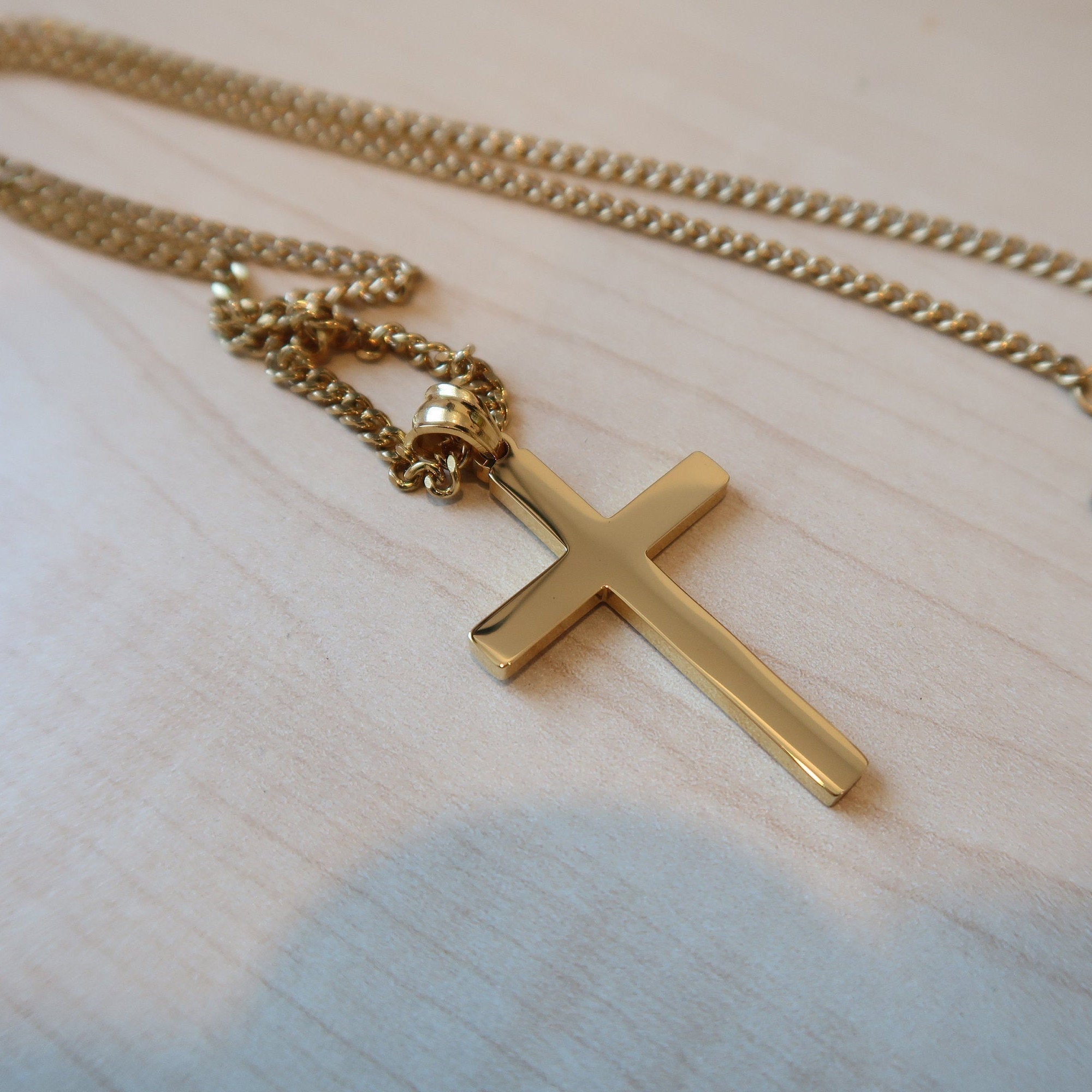 14k Yellow Gold, Rope, Latin Cross Necklace - The Black Bow Jewelry Company